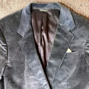 Anthony Allan Vintage Corduroy Blazer Mens Blue Gray Union Made USA Sport Coat